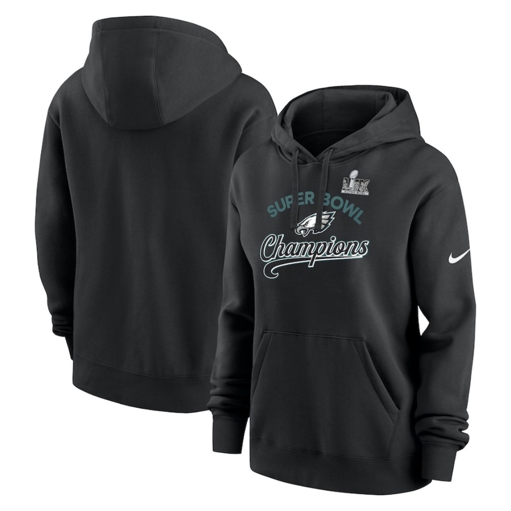 Women's Nike Black Philadelphia Eagles Super Bowl LIX Champions Tailsweep Pullov